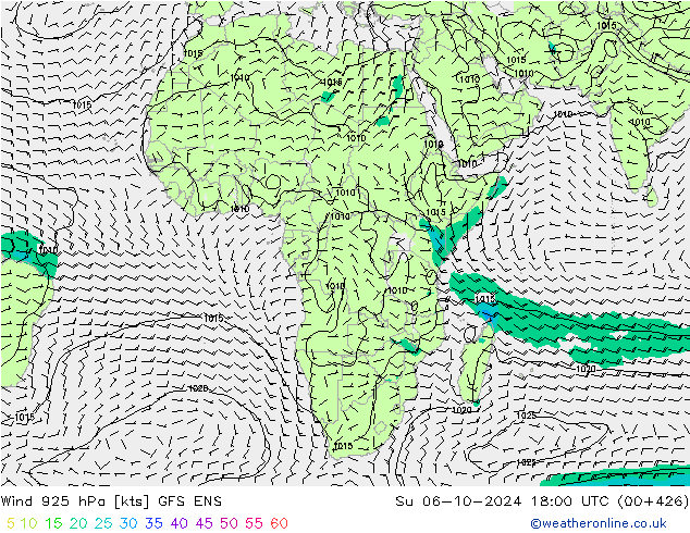 Wind 925 hPa GFS ENS Su 06.10.2024 18 UTC