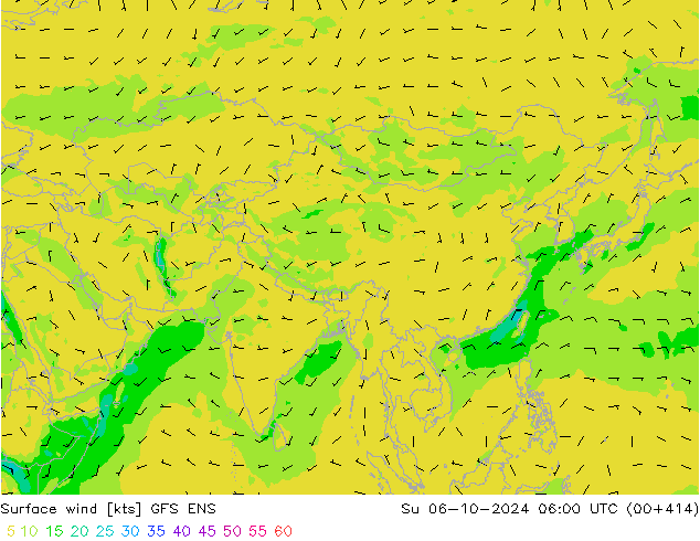 Vento 10 m GFS ENS dom 06.10.2024 06 UTC