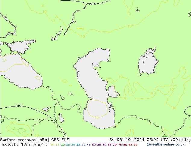 Isotachs (kph) GFS ENS dim 06.10.2024 06 UTC