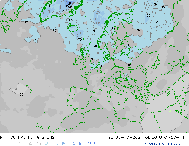 RH 700 hPa GFS ENS So 06.10.2024 06 UTC