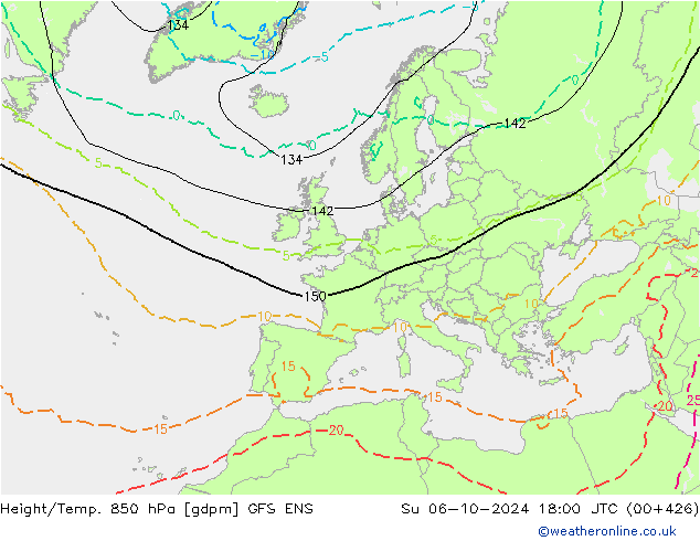 Yükseklik/Sıc. 850 hPa GFS ENS Paz 06.10.2024 18 UTC