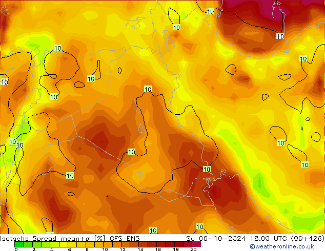 Isotachs Spread GFS ENS Ne 06.10.2024 18 UTC