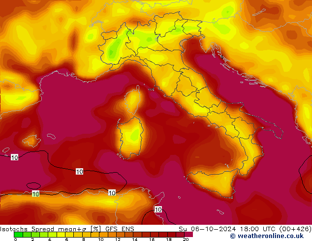 Isotachs Spread GFS ENS  06.10.2024 18 UTC