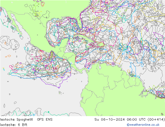 Isotaca Spaghetti GFS ENS dom 06.10.2024 06 UTC