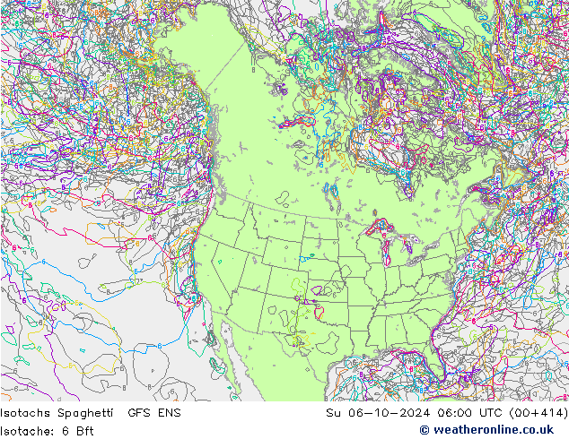 Isotachs Spaghetti GFS ENS Su 06.10.2024 06 UTC