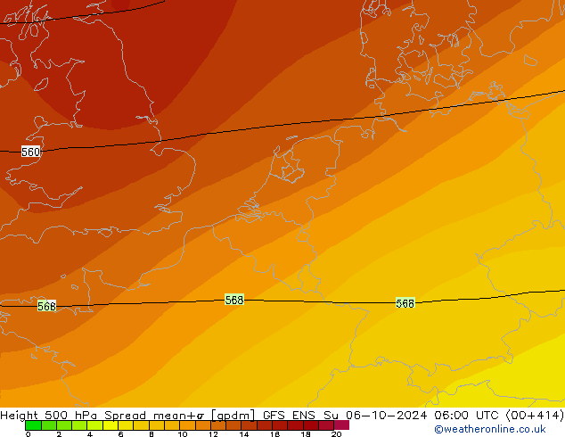 Geop. 500 hPa Spread GFS ENS dom 06.10.2024 06 UTC