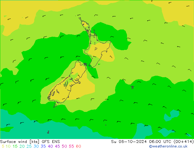 Surface wind GFS ENS Su 06.10.2024 06 UTC