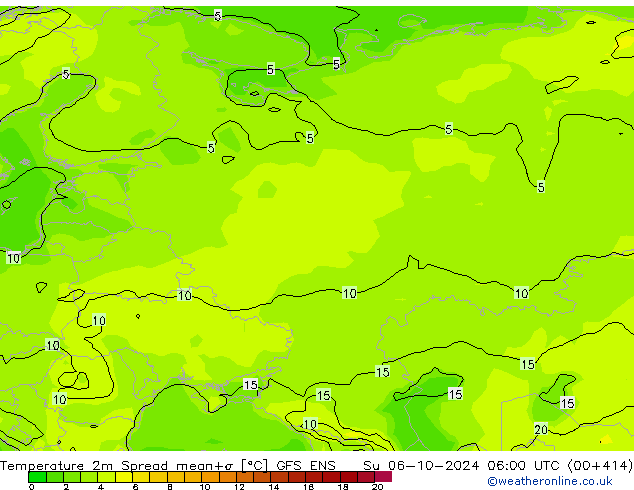 карта температуры Spread GFS ENS Вс 06.10.2024 06 UTC