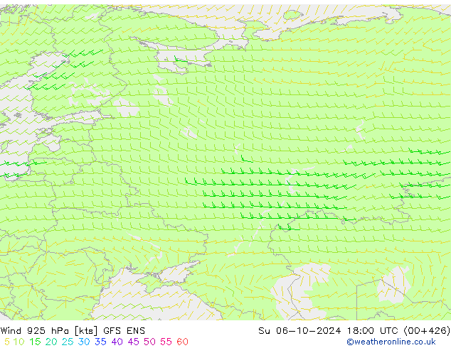ветер 925 гПа GFS ENS Вс 06.10.2024 18 UTC