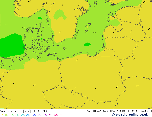 Wind 10 m GFS ENS zo 06.10.2024 18 UTC