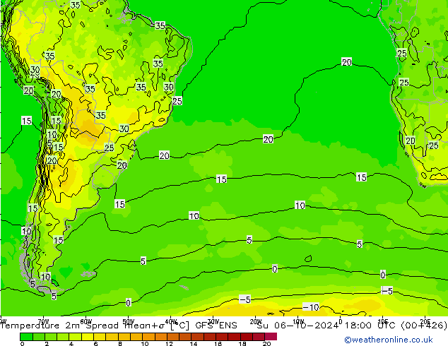 Temperature 2m Spread GFS ENS Ne 06.10.2024 18 UTC