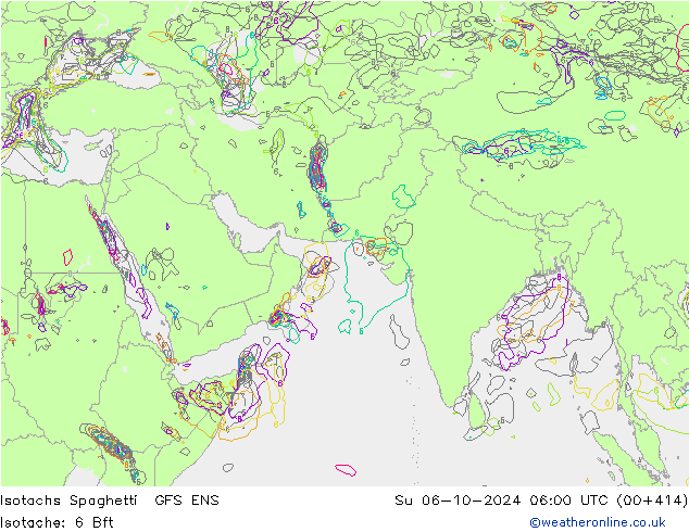 Isotachs Spaghetti GFS ENS Su 06.10.2024 06 UTC