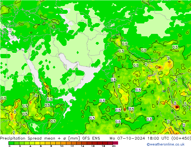 降水 Spread GFS ENS 星期一 07.10.2024 18 UTC