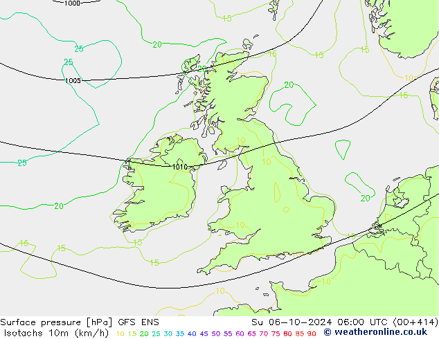 Isotachs (kph) GFS ENS Dom 06.10.2024 06 UTC