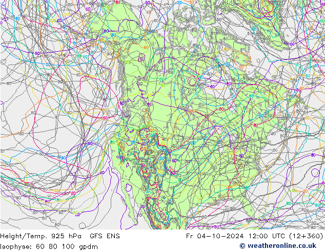 Height/Temp. 925 hPa GFS ENS Fr 04.10.2024 12 UTC