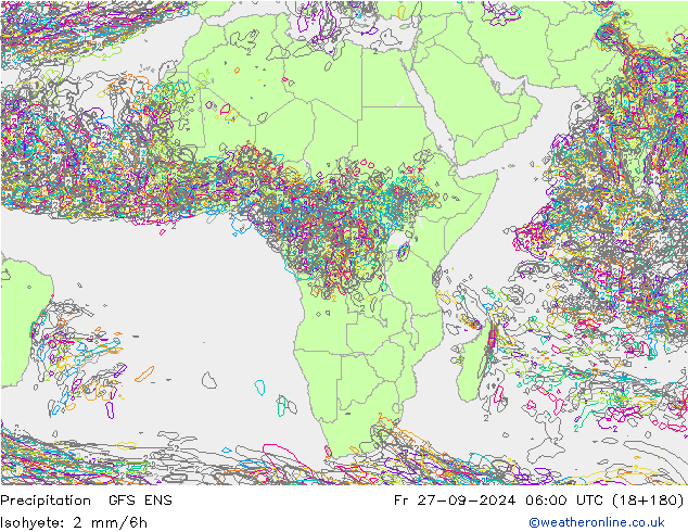 Neerslag GFS ENS vr 27.09.2024 06 UTC