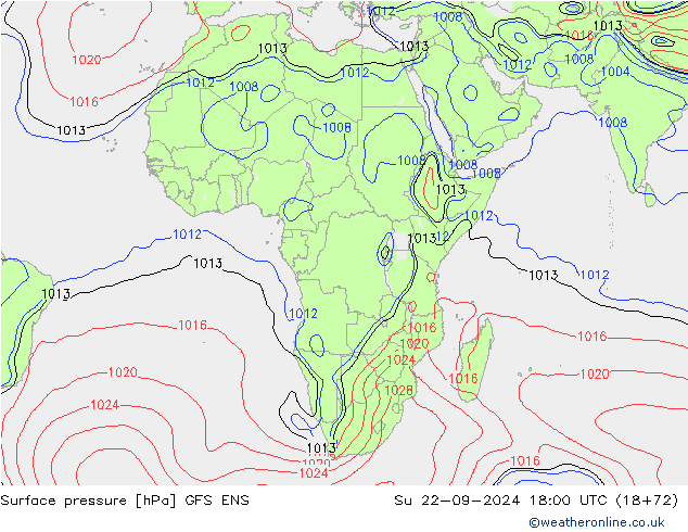 Yer basıncı GFS ENS Paz 22.09.2024 18 UTC