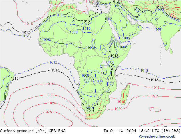 приземное давление GFS ENS вт 01.10.2024 18 UTC
