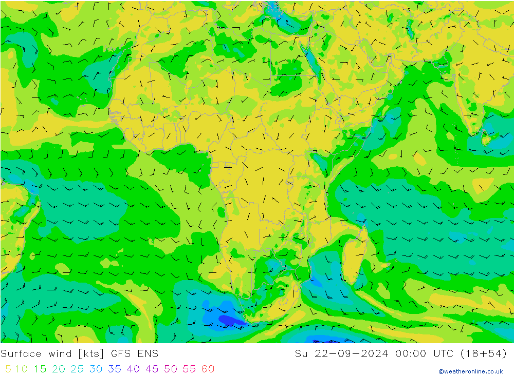 Surface wind GFS ENS Su 22.09.2024 00 UTC