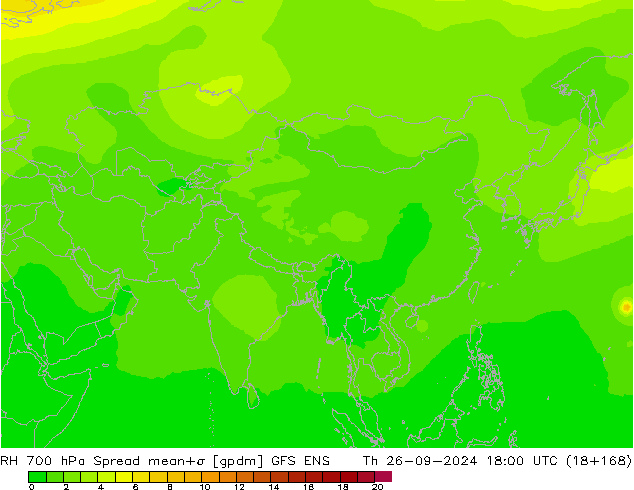 700 hPa Nispi Nem Spread GFS ENS Per 26.09.2024 18 UTC