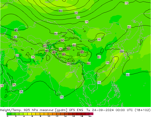 Height/Temp. 925 hPa GFS ENS Tu 24.09.2024 00 UTC