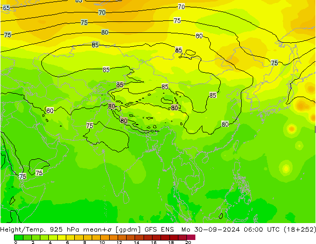 Height/Temp. 925 hPa GFS ENS Mo 30.09.2024 06 UTC