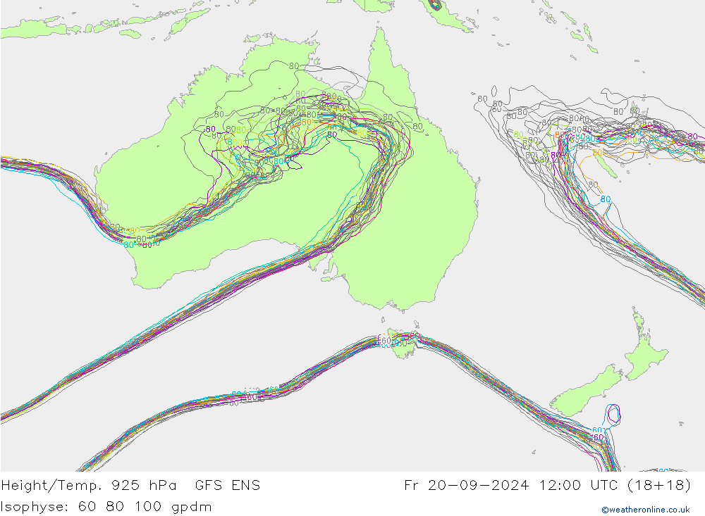 Height/Temp. 925 гПа GFS ENS пт 20.09.2024 12 UTC