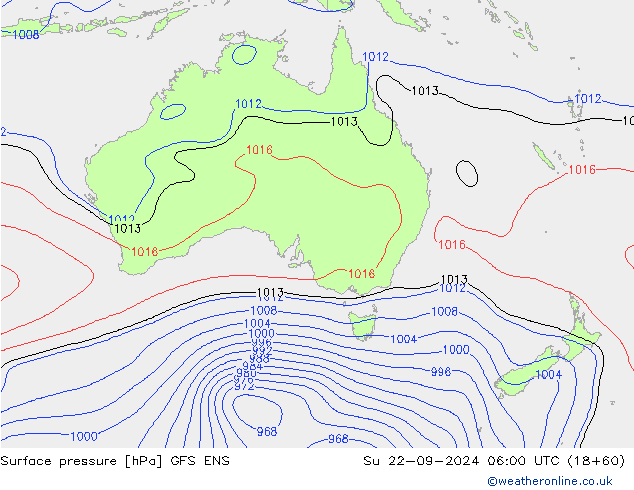 Surface pressure GFS ENS Su 22.09.2024 06 UTC