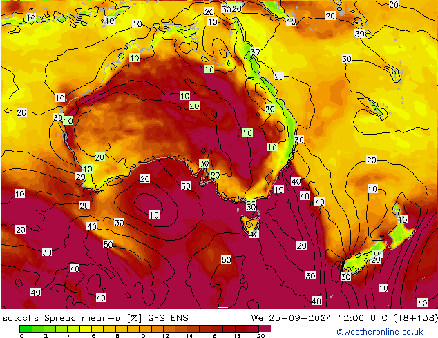 Isotachs Spread GFS ENS St 25.09.2024 12 UTC