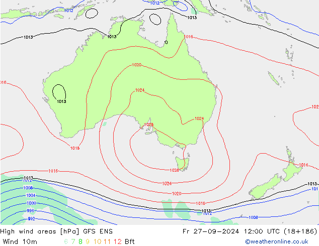 Izotacha GFS ENS pt. 27.09.2024 12 UTC