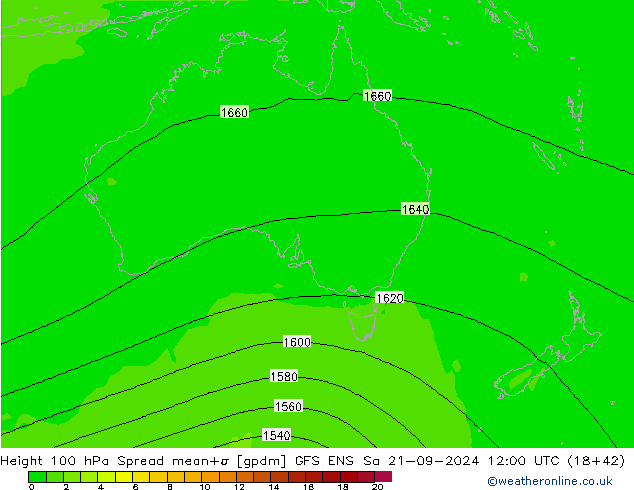 Height 100 hPa Spread GFS ENS Sa 21.09.2024 12 UTC