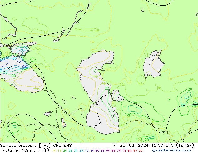 Isotachs (kph) GFS ENS Fr 20.09.2024 18 UTC