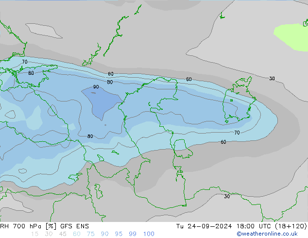 RH 700 hPa GFS ENS  24.09.2024 18 UTC