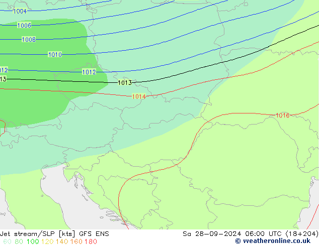 Jet stream/SLP GFS ENS Sa 28.09.2024 06 UTC