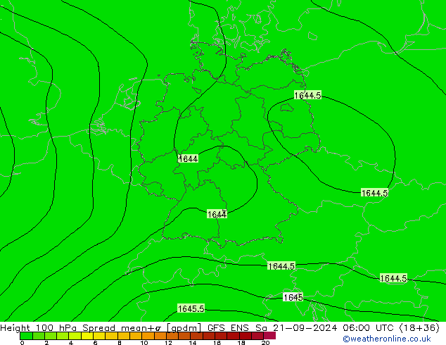 Height 100 гПа Spread GFS ENS сб 21.09.2024 06 UTC