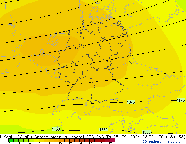 Height 100 hPa Spread GFS ENS  26.09.2024 18 UTC