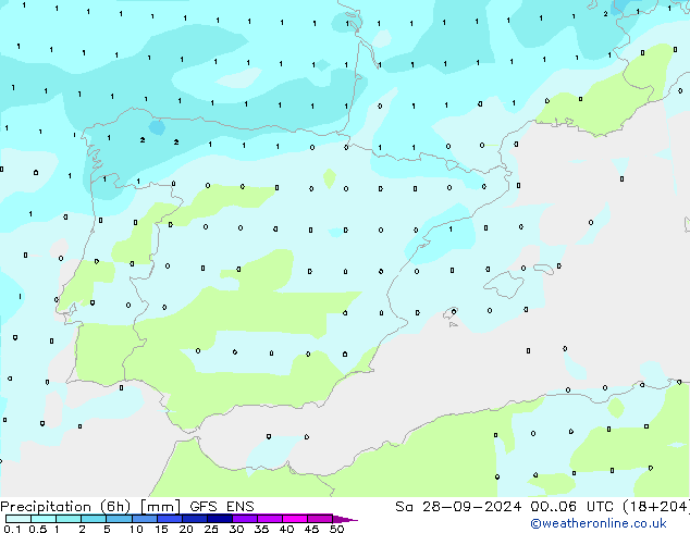 Nied. akkumuliert (6Std) GFS ENS Sa 28.09.2024 06 UTC