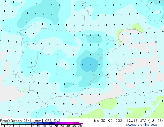 Precipitation (6h) GFS ENS Po 30.09.2024 18 UTC