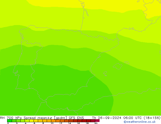 RV 700 hPa Spread GFS ENS do 26.09.2024 06 UTC