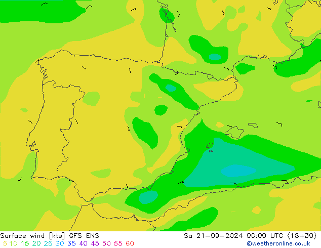 Wind 10 m GFS ENS za 21.09.2024 00 UTC