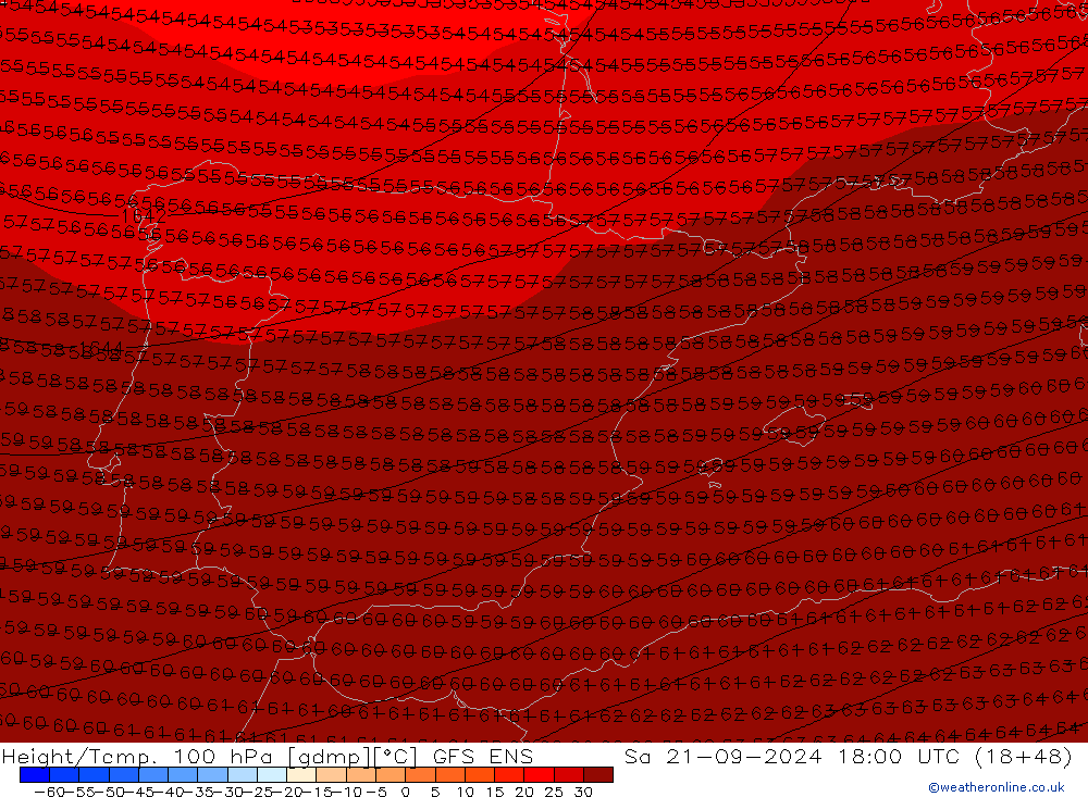 Height/Temp. 100 гПа GFS ENS сб 21.09.2024 18 UTC