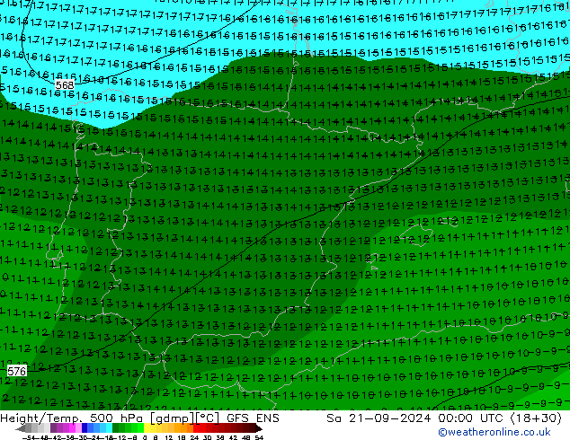 Yükseklik/Sıc. 500 hPa GFS ENS Cts 21.09.2024 00 UTC