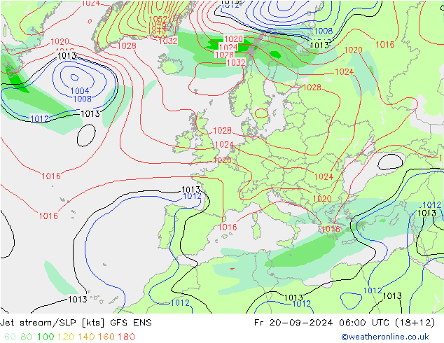 джет/приземное давление GFS ENS пт 20.09.2024 06 UTC