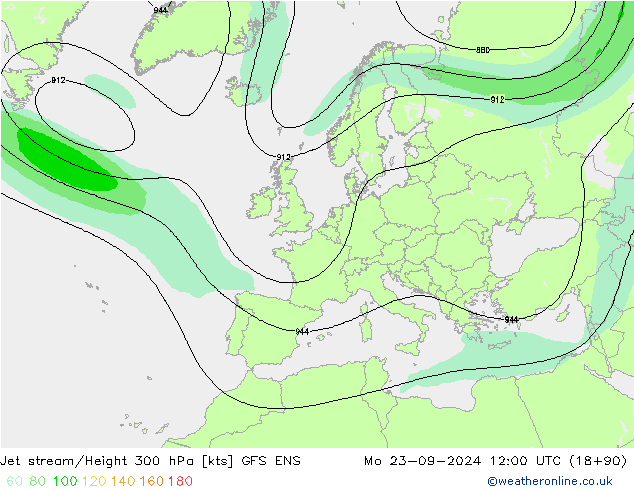 Courant-jet GFS ENS lun 23.09.2024 12 UTC