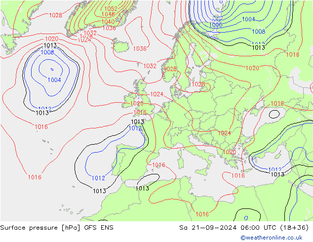 Surface pressure GFS ENS Sa 21.09.2024 06 UTC