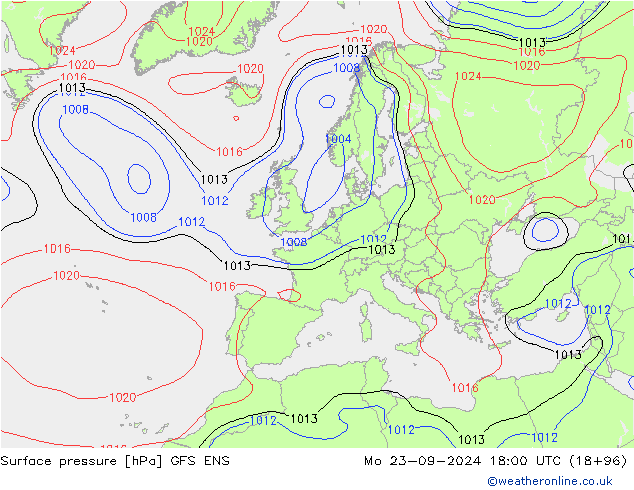 Surface pressure GFS ENS Mo 23.09.2024 18 UTC