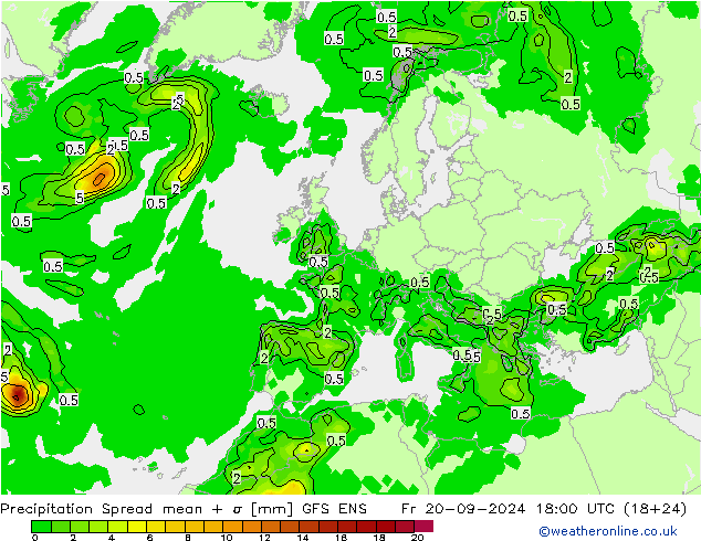 Yağış Spread GFS ENS Cu 20.09.2024 18 UTC