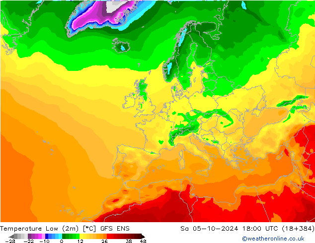 Temp. minima (2m) GFS ENS sab 05.10.2024 18 UTC