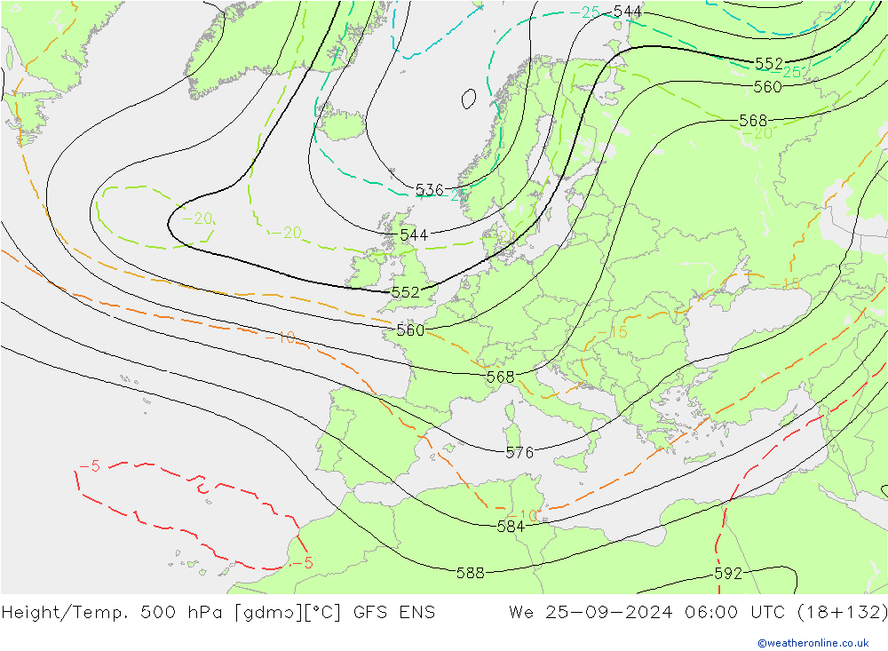 Height/Temp. 500 hPa GFS ENS  25.09.2024 06 UTC