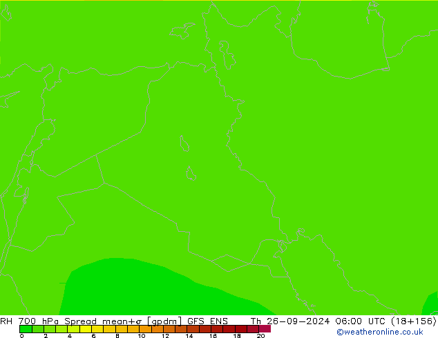 Humedad rel. 700hPa Spread GFS ENS jue 26.09.2024 06 UTC